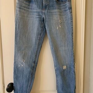 LOFT Blue Boyfriend Jeans Distressed Casual